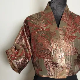 Bolero Jacket - Gold auburn brocade organza - One Of A Kind