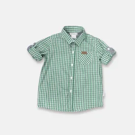 Boys Dress Shirt - Bright Green Check