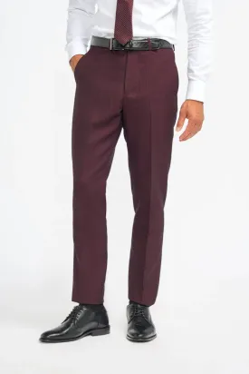 Caridi - Men's Burgundy Checked Trousers