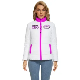 CEO Karrissa Simpson White & Hot Pink Women's Puffer Bubble Jacket Coat