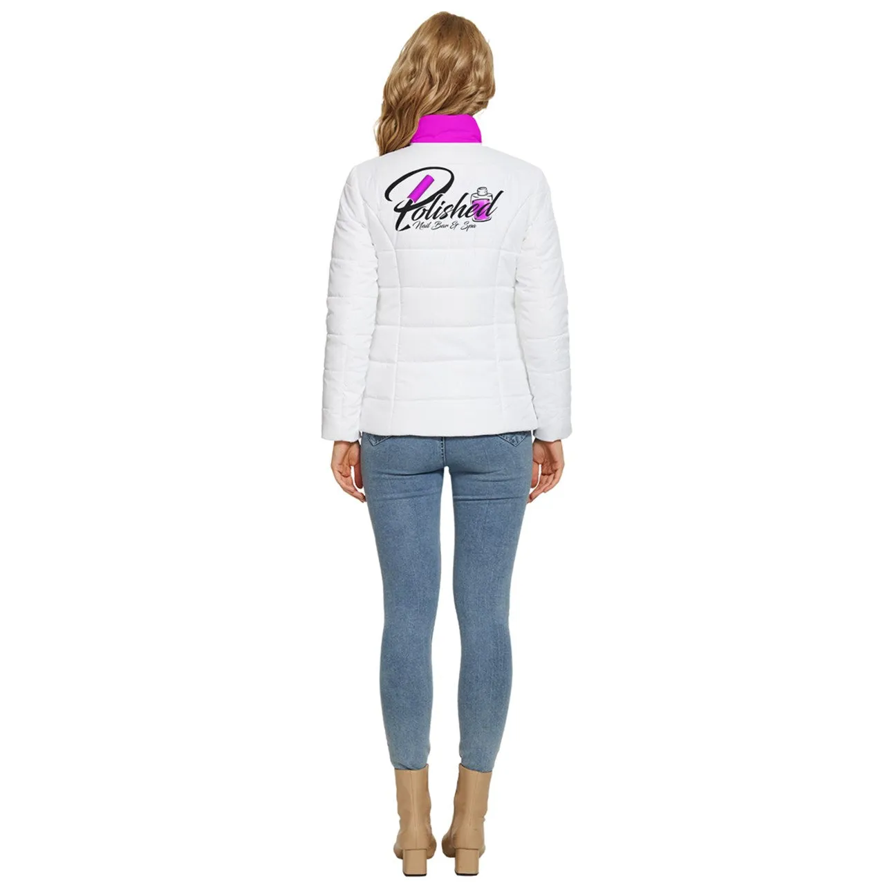 CEO Karrissa Simpson White & Hot Pink Women's Puffer Bubble Jacket Coat