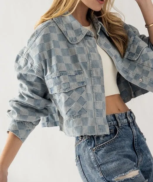 Checkmate Cropped Denim Jacket