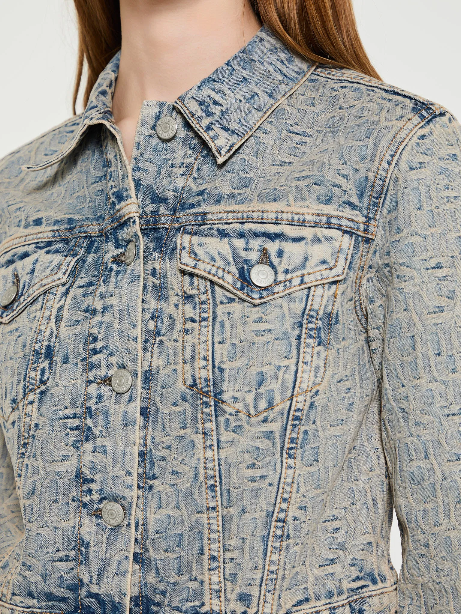 Denim Jacket in Blue and Beige