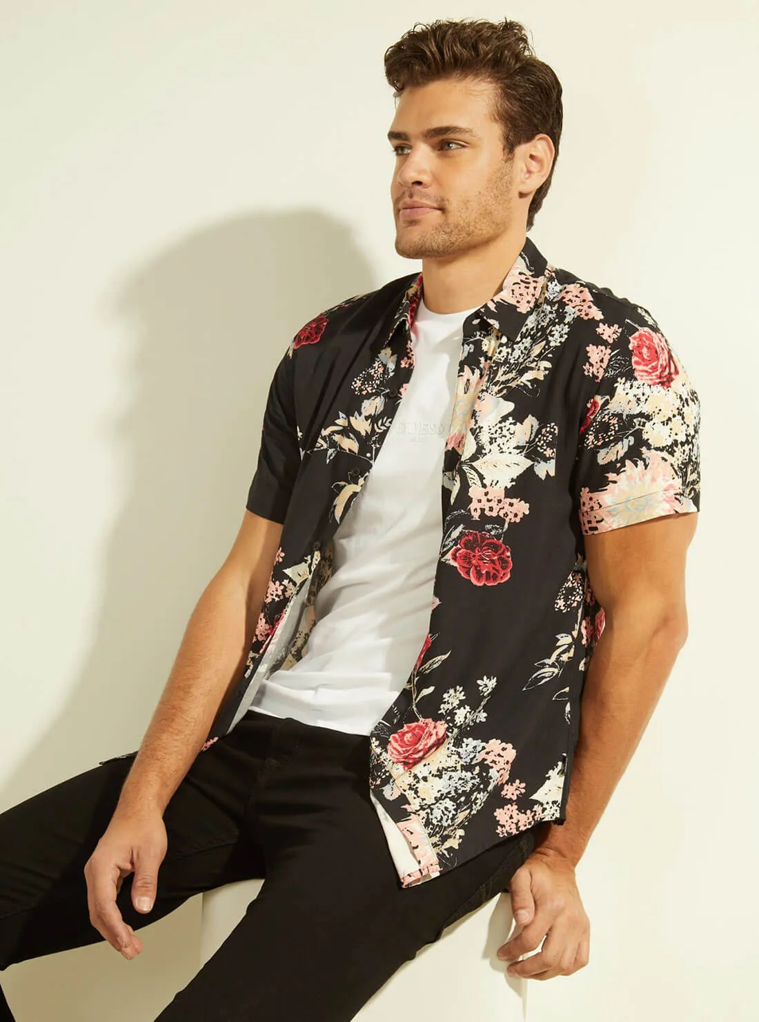 Eco Black Grand Floral Rayon Shirt