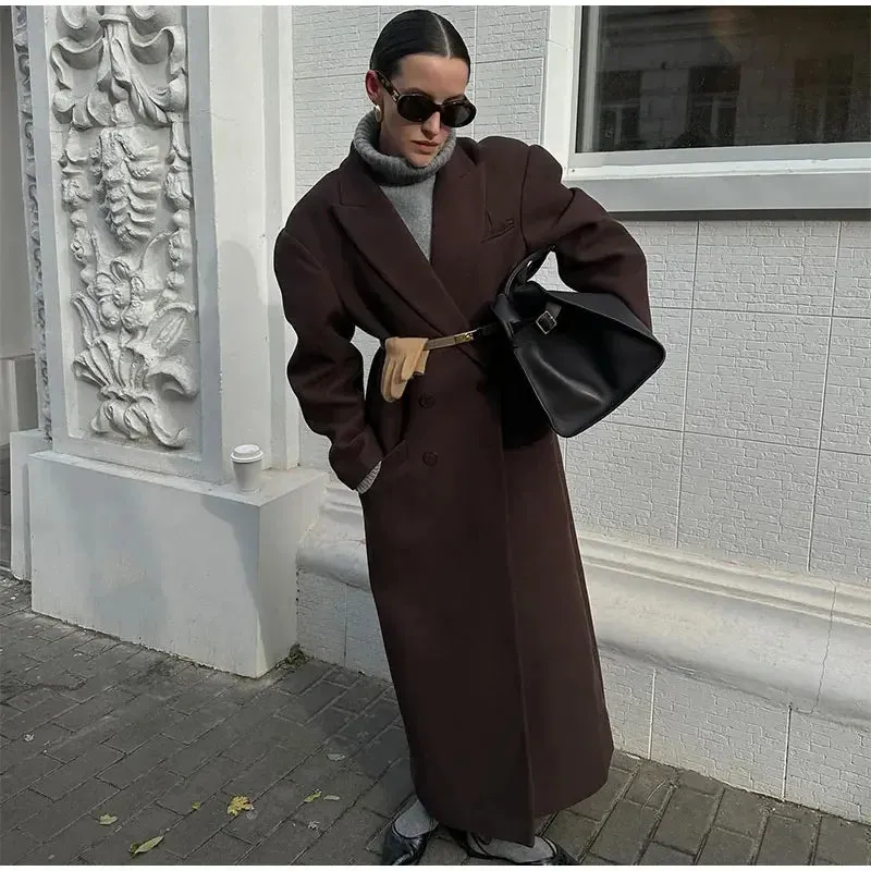 Elegant loose Padded Shoulders trench coat and fall coat