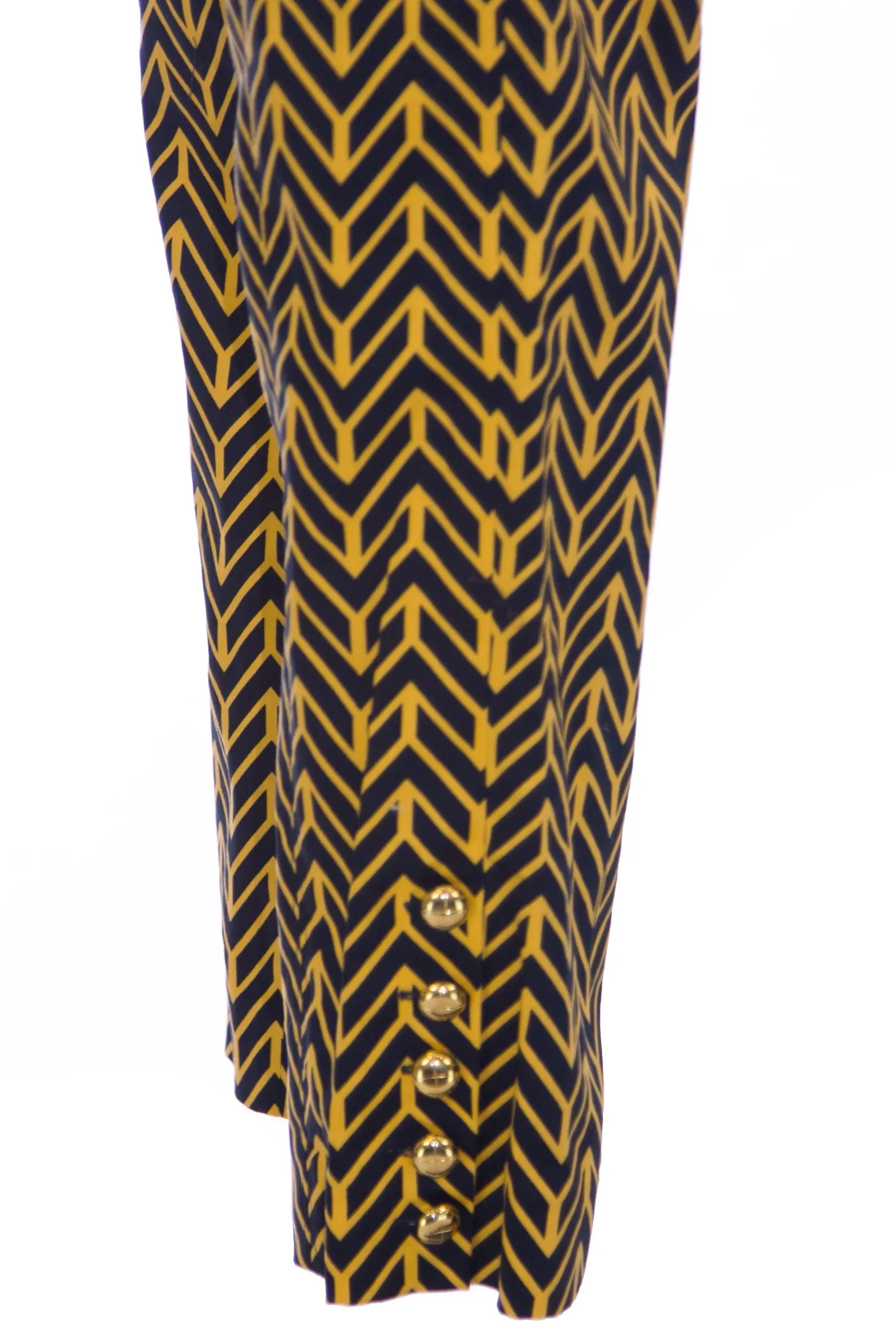 ELIZABETH MCKAY Yellow Chevron Print Audrey Chino Pants 1050 $175 NWT