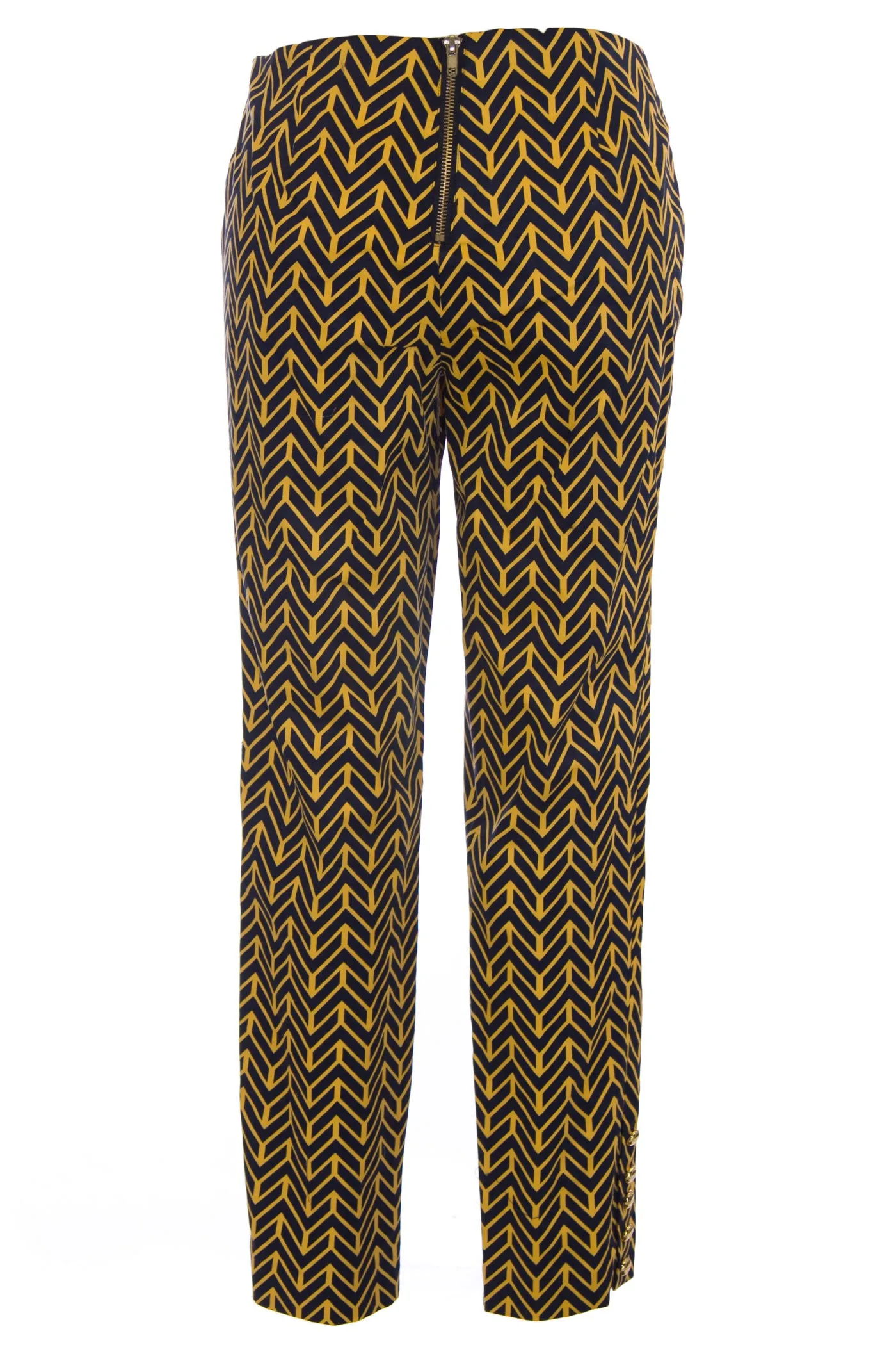 ELIZABETH MCKAY Yellow Chevron Print Audrey Chino Pants 1050 $175 NWT