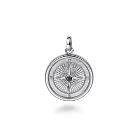 Gabriel & Co. 925 Sterling Silver Compass Pendant with Black Spinel