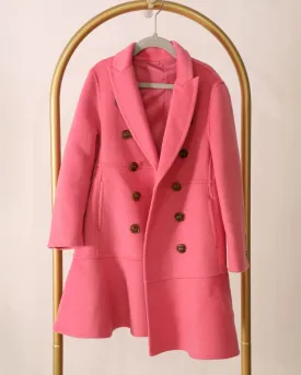 Girls Wool Blend Fitted Coat - Pink