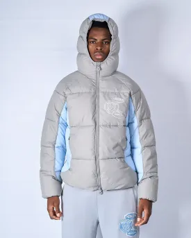 Grey Blue Drifter Panel Puffer Jacket