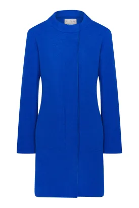 JACKIE O. Flattering Loose Unlined Royal Blue Boiled Wool Coat