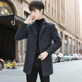 Korean Style Slim Plus Size Woolen Trench Coat