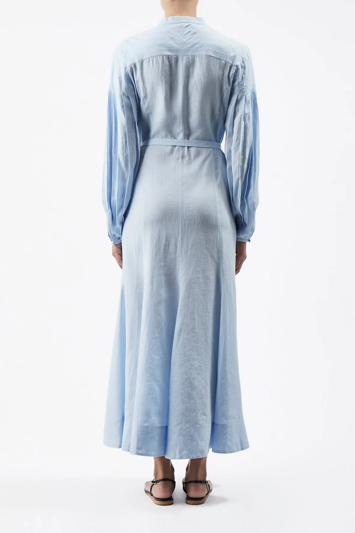 Lydia Maxi Dress with Slip in Light Blue Aloe Linen