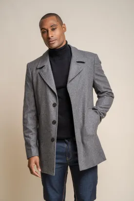 Men's Wool Blend Mid-length Coat - NELSON - Stale Grey