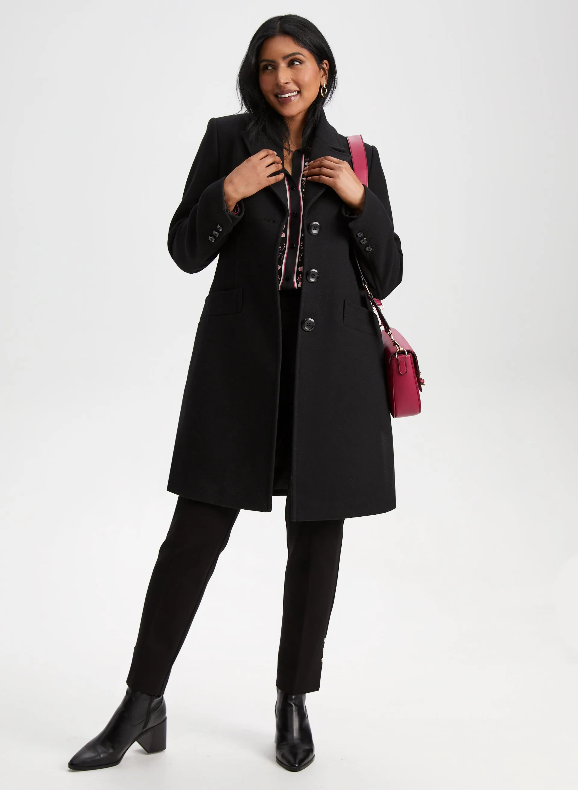 Mid-Length Wool Blend Coat