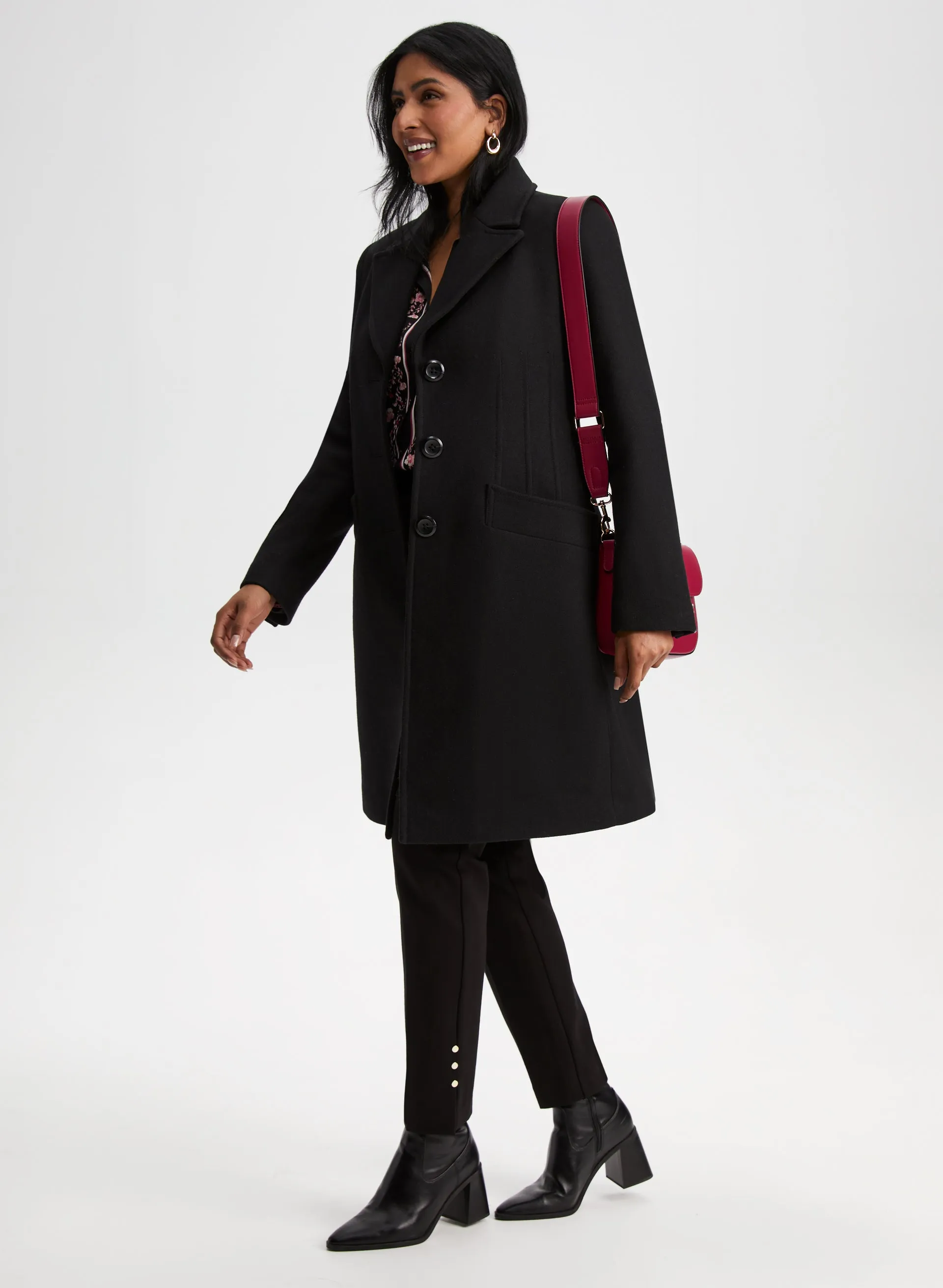 Mid-Length Wool Blend Coat