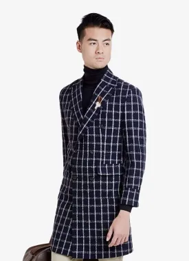 Navy Windowpane Coat