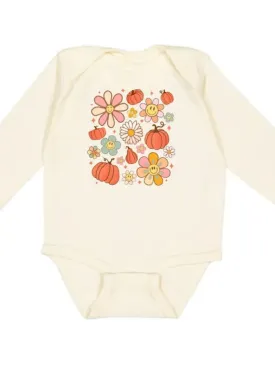 Pumpkin Daisy Doodle Long Sleeve Bodysuit