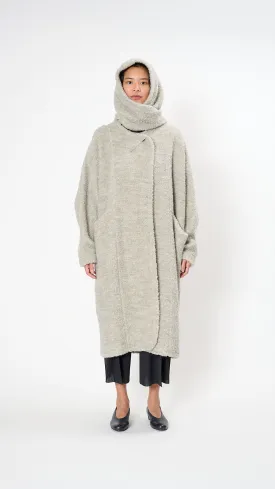 Raw Wool Loop Yarn Coat in Light Gray