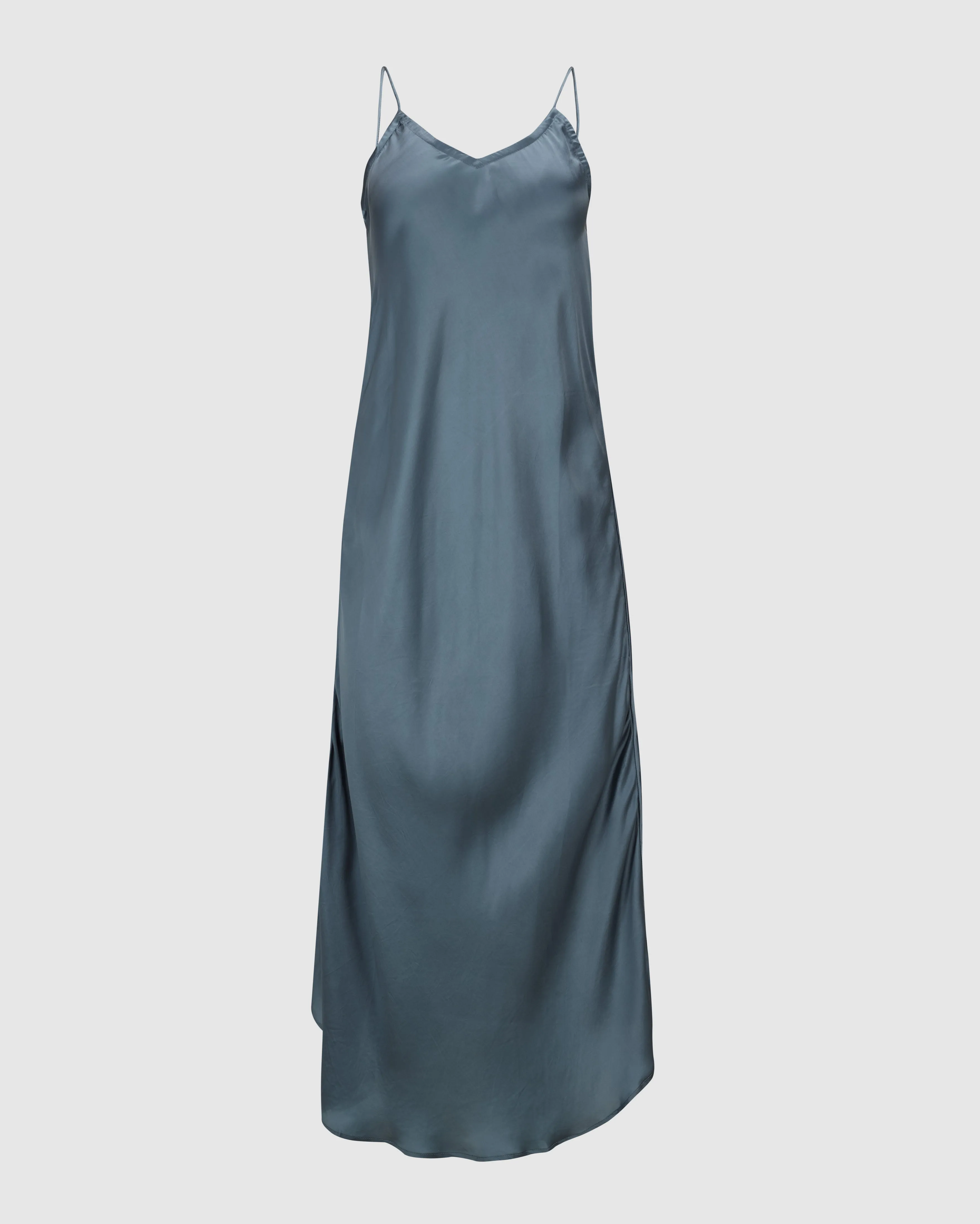 ROSE SILK SLIP DRESS IN INDIGO