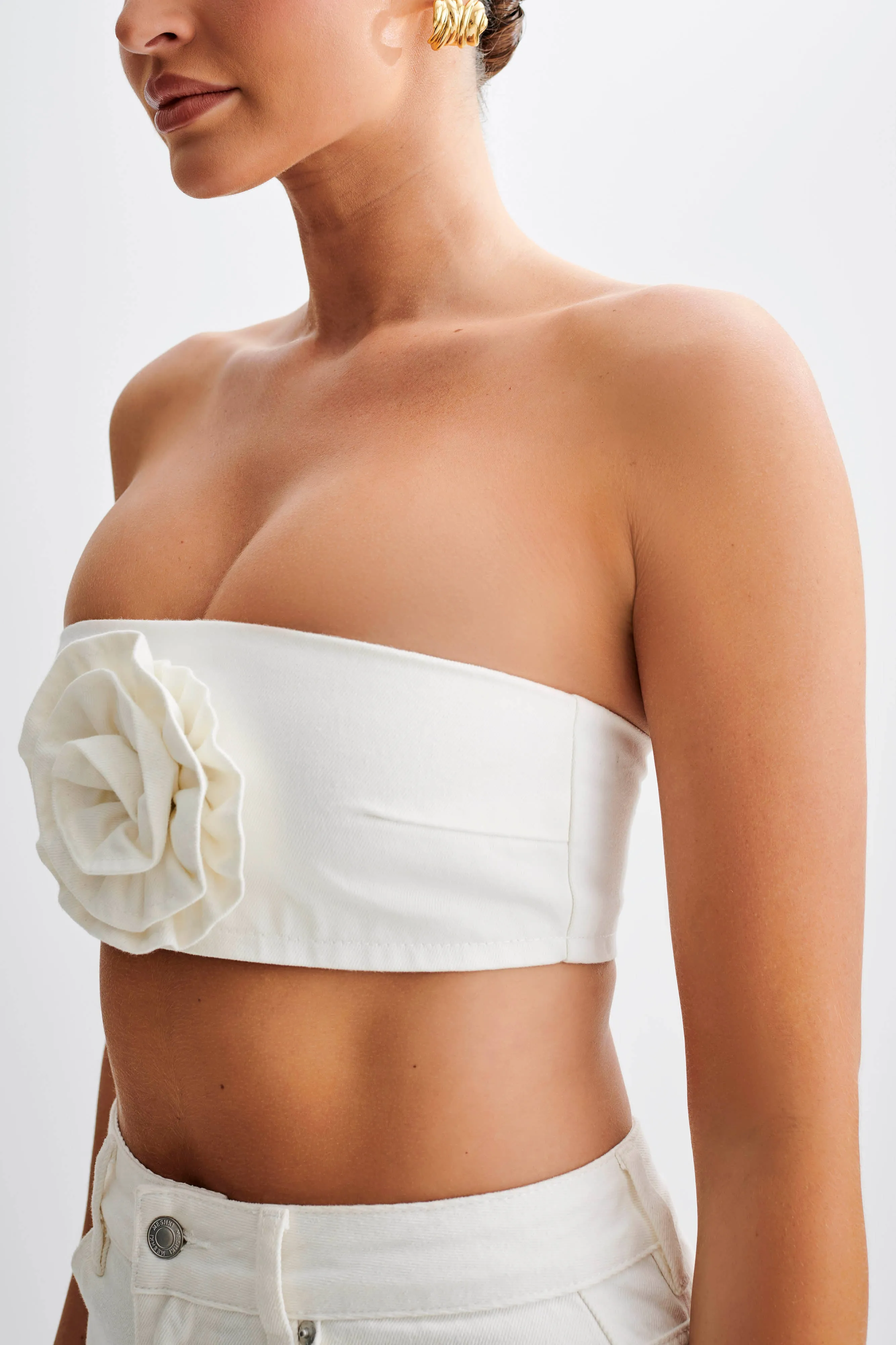 Samantha Rose Denim Bandeau - White