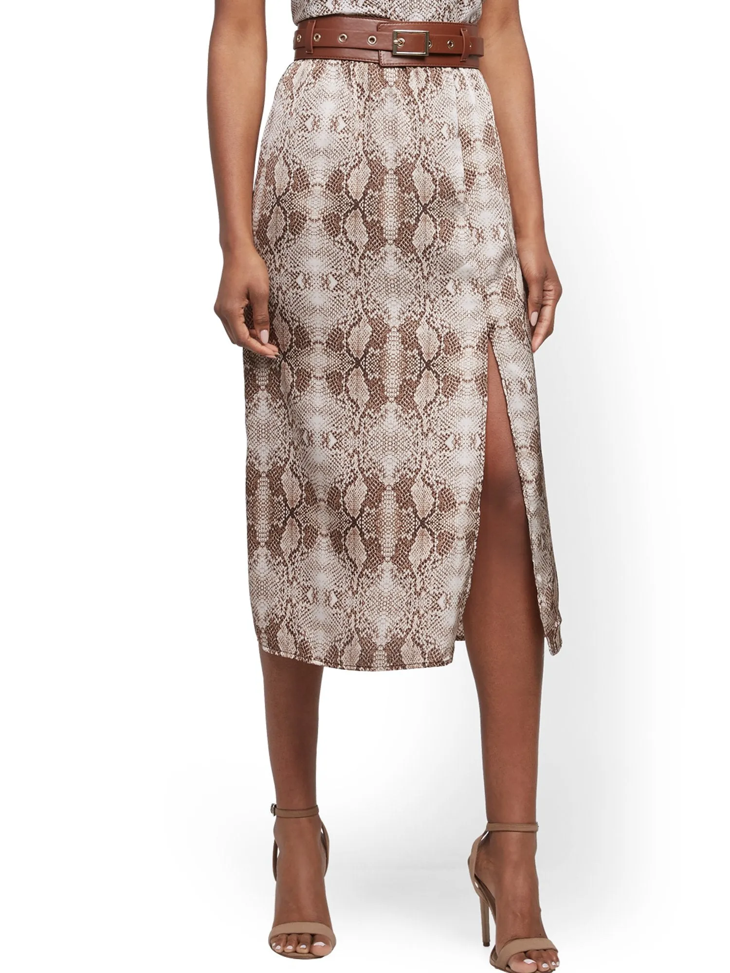 Snake-Print Slip Skirt