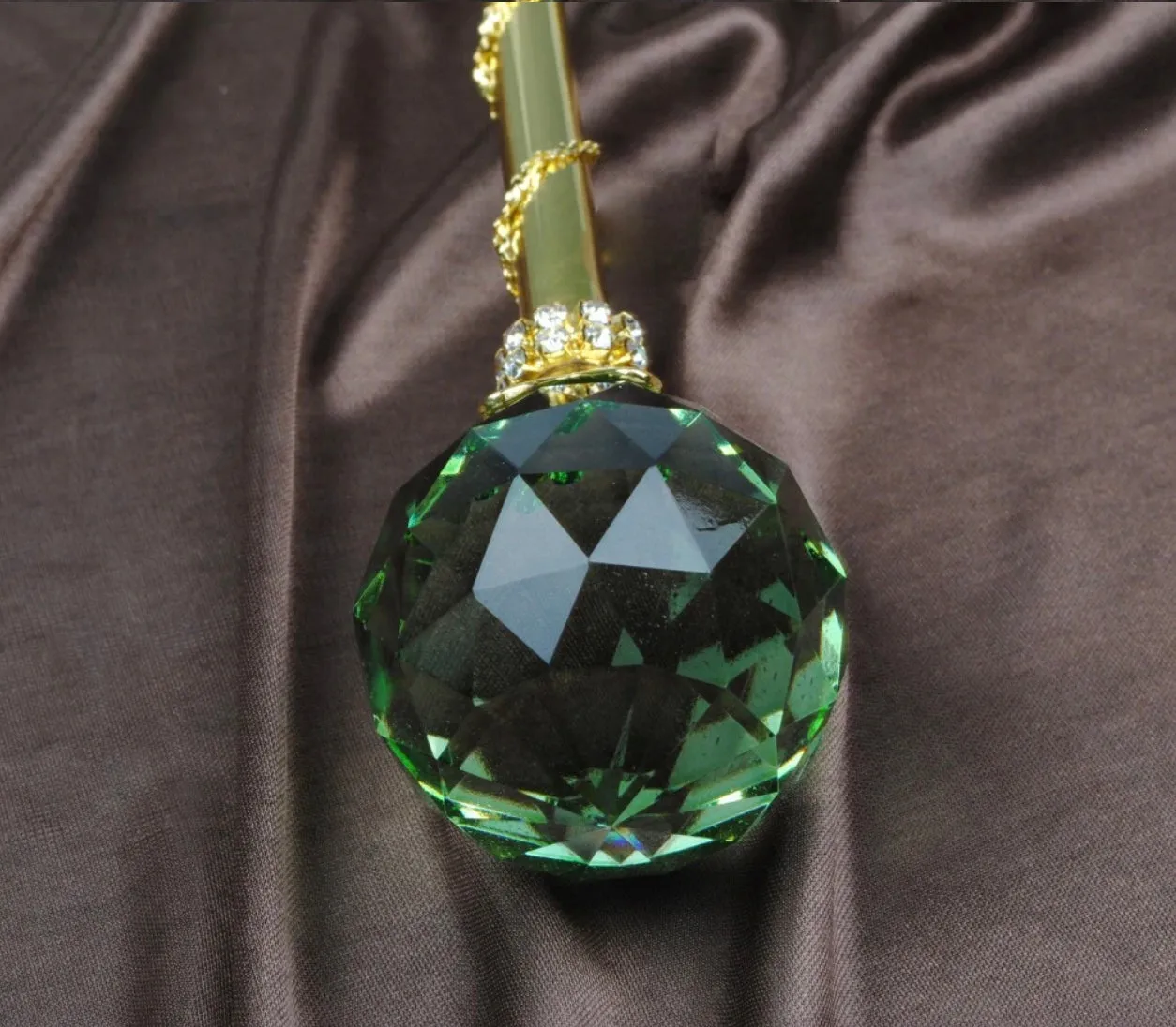 Spell-Casting Green Crystal Scepter Wand