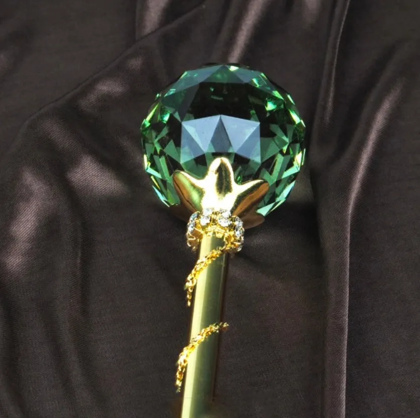 Spell-Casting Green Crystal Scepter Wand