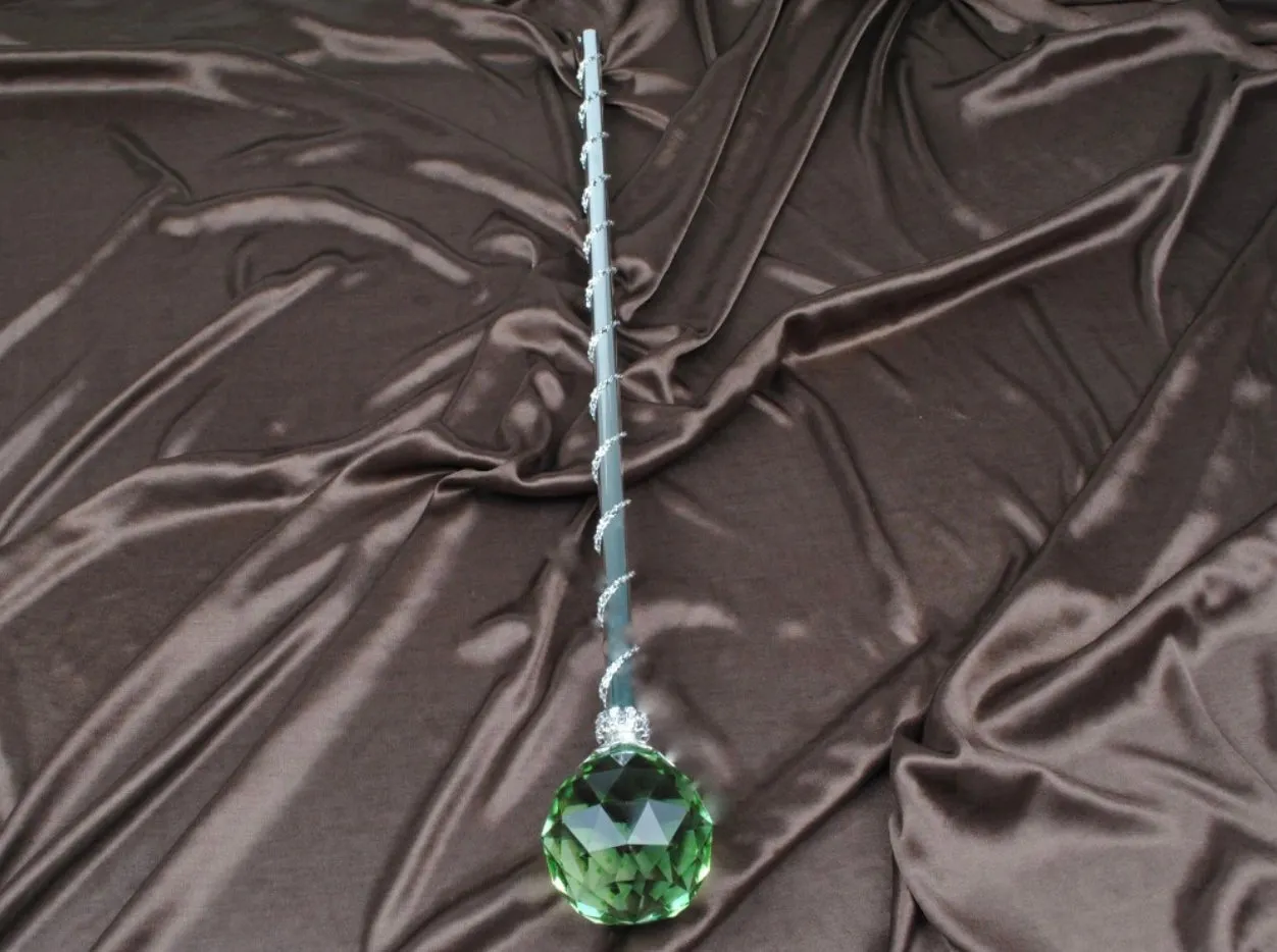 Spell-Casting Green Crystal Scepter Wand