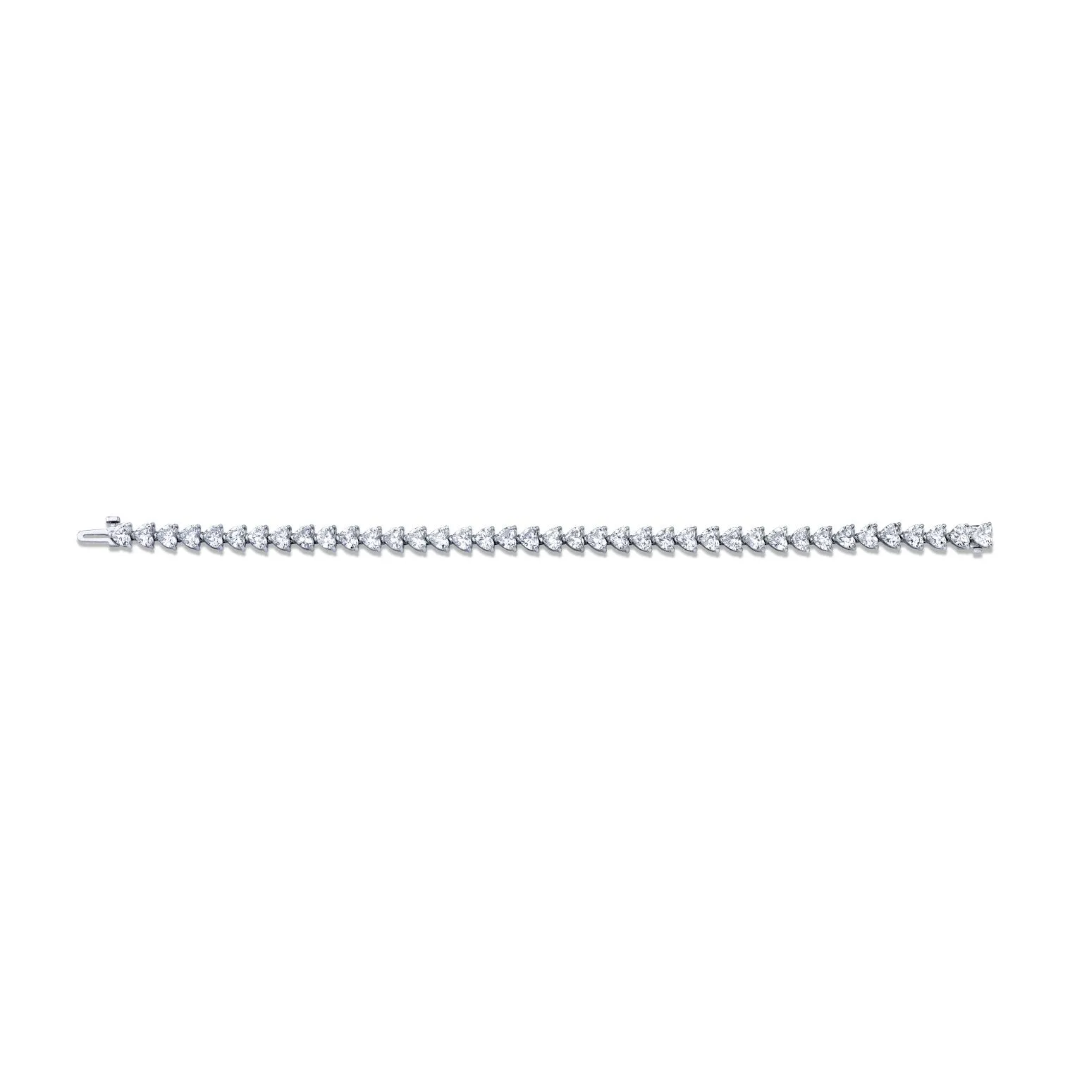 White Gold Heart Shape Straight Line Bracelet