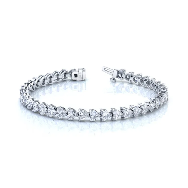 White Gold Heart Shape Straight Line Bracelet