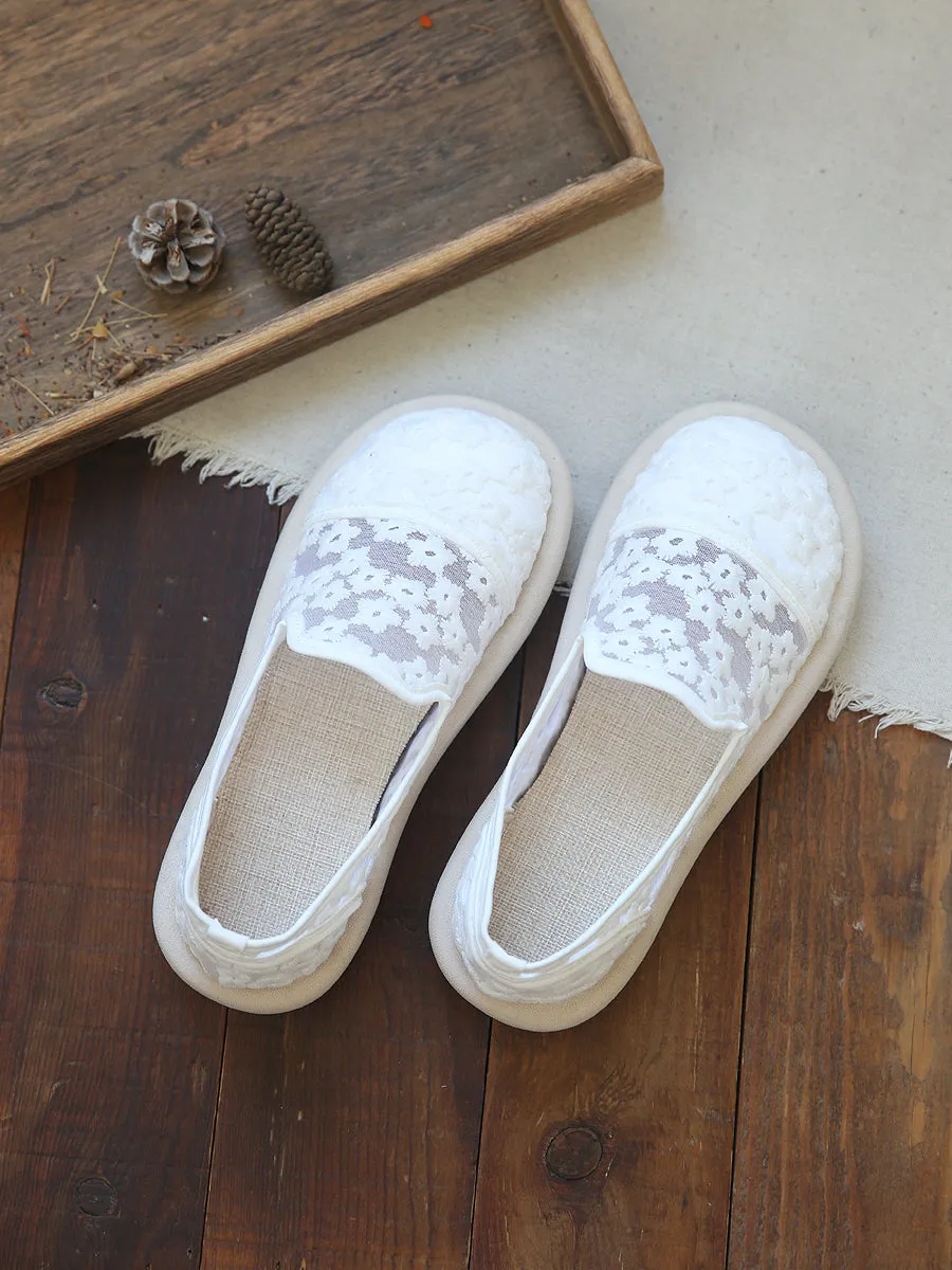 Women Retro Breathable Embroidery Canvas Flats