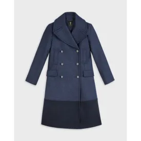 Women Wmo-Hayylii-Long Pea Coat With Oversized Collar - Dk-Navy