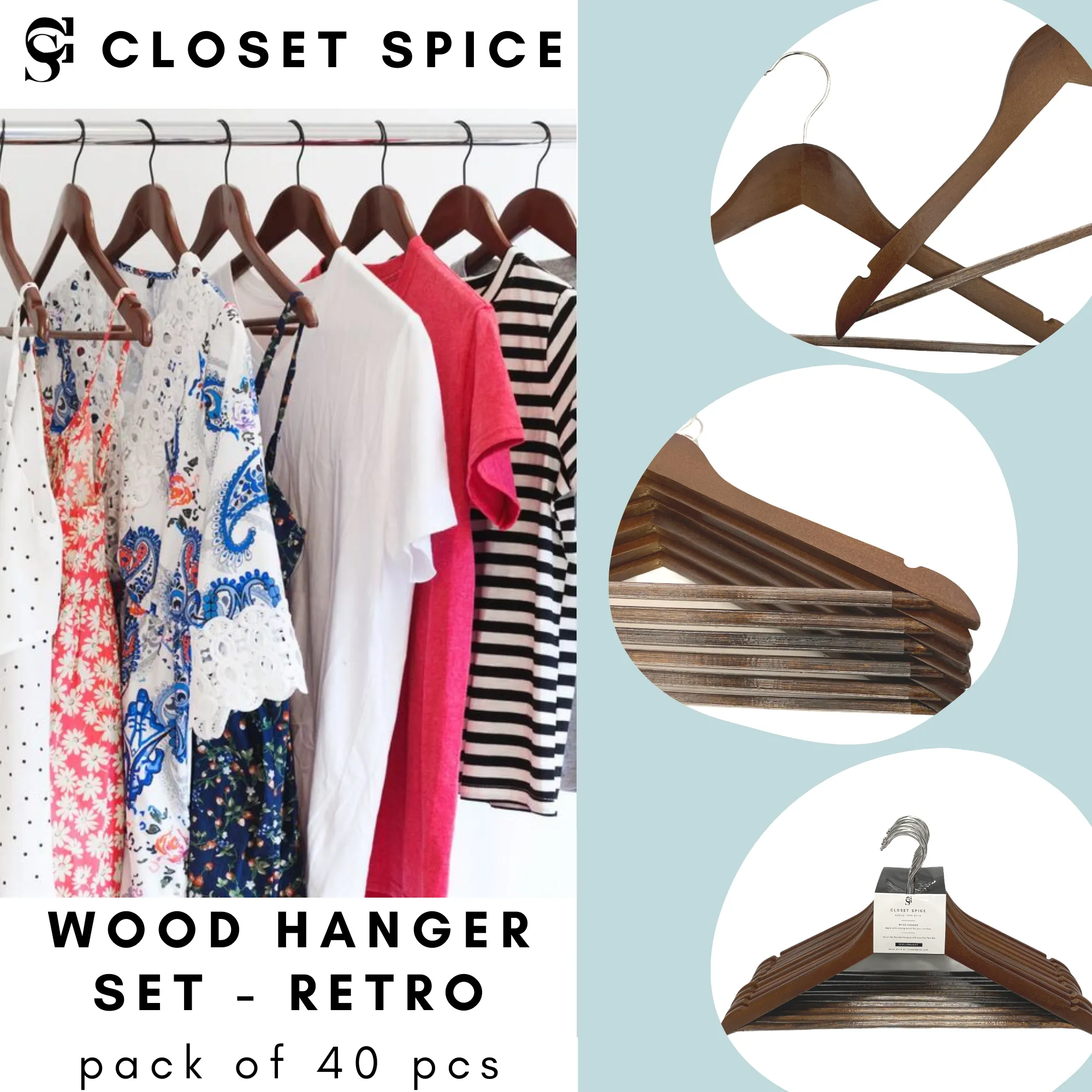 Wood Hangers - Set of 40 (Retro)