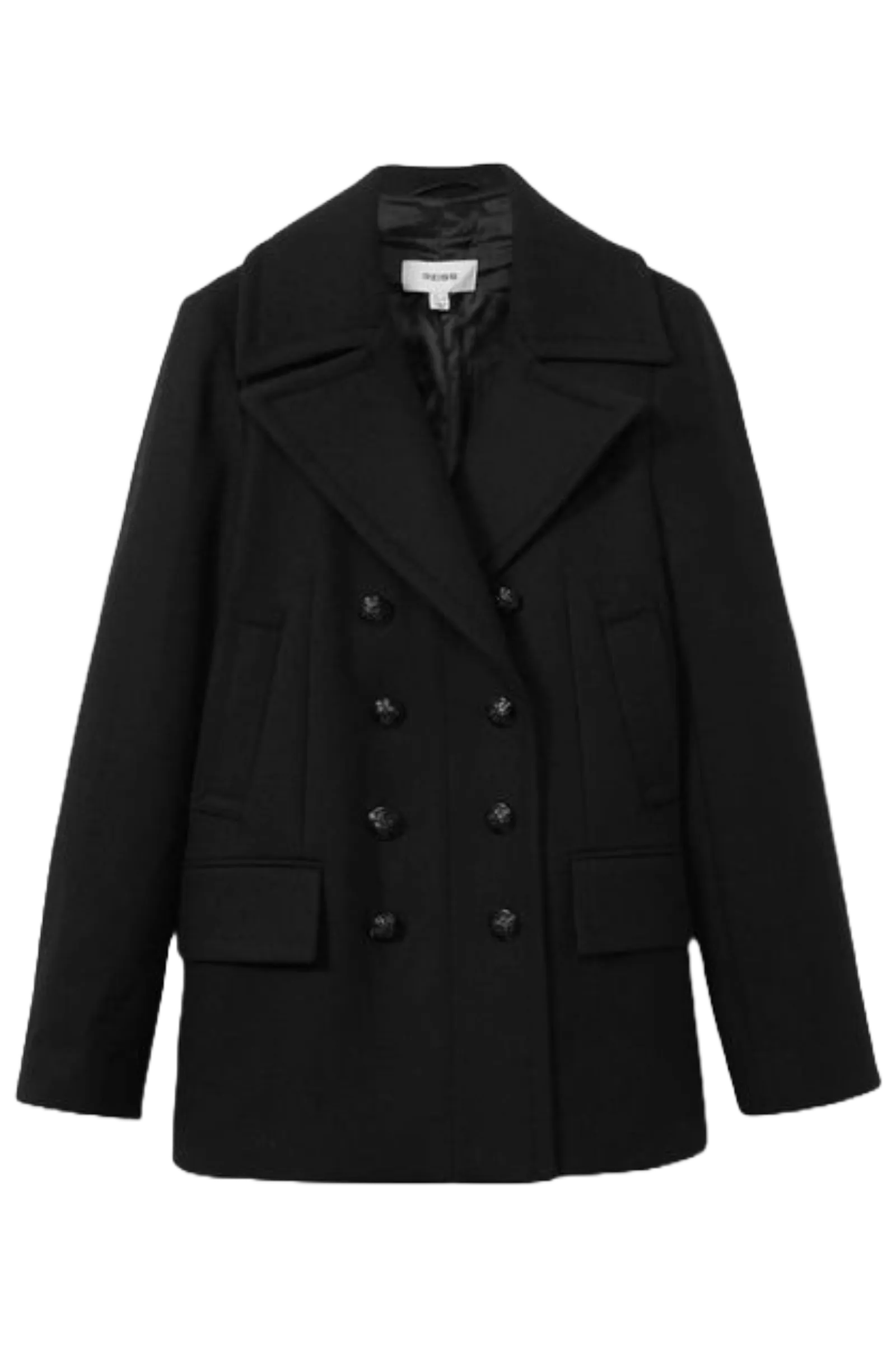 Wool Blend Double Breasted Pea Coat