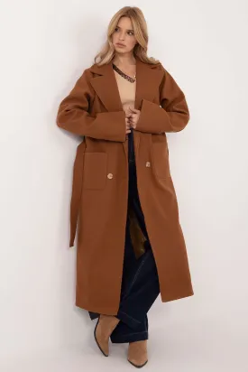 Wool Long Coat in Brown